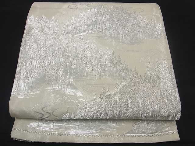 平和屋着物■六通柄袋帯 樹林文 銀糸 逸品 ma2164