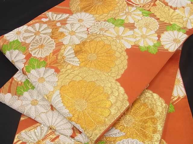 平和屋着物■六通柄袋帯 菊文 金銀糸 逸品 ma2165