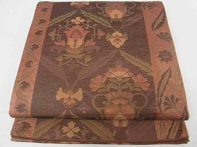 平和屋着物■六通柄袋帯 洋花文 逸品 ma2196