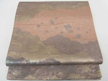 平和屋着物■西陣 六通柄袋帯 道長立波色紙散らし花文 金糸 逸品 ma2341