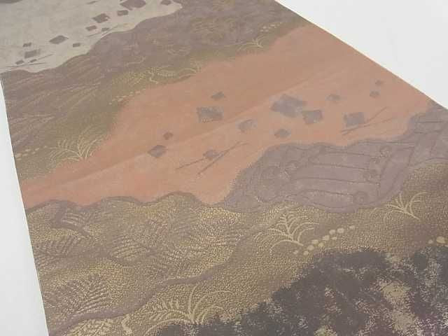 平和屋着物■西陣 六通柄袋帯 道長立波色紙散らし花文 金糸 逸品 ma2341