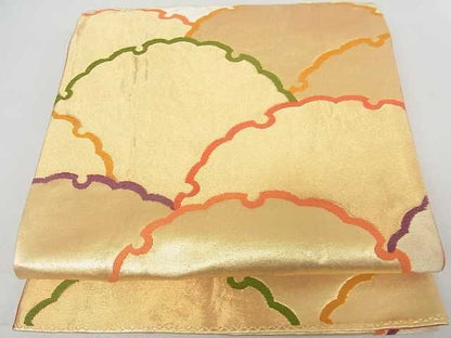 平和屋着物■六通柄袋帯　雪輪青海波　金糸　逸品　ma2344