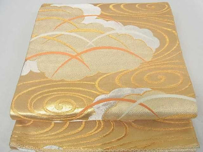 平和屋着物■六通柄袋帯　雲重ね流水芝文　金銀糸　逸品　ma2382