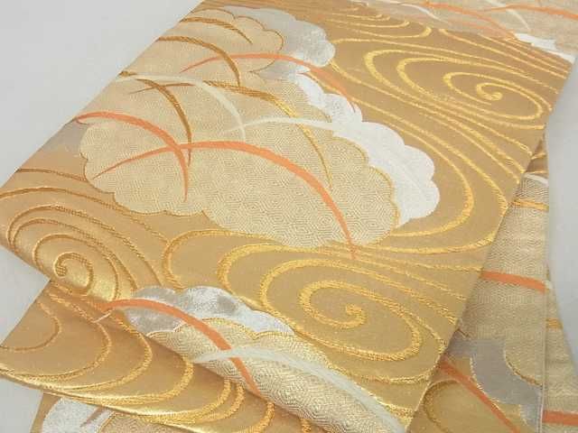 平和屋着物■六通柄袋帯　雲重ね流水芝文　金銀糸　逸品　ma2382