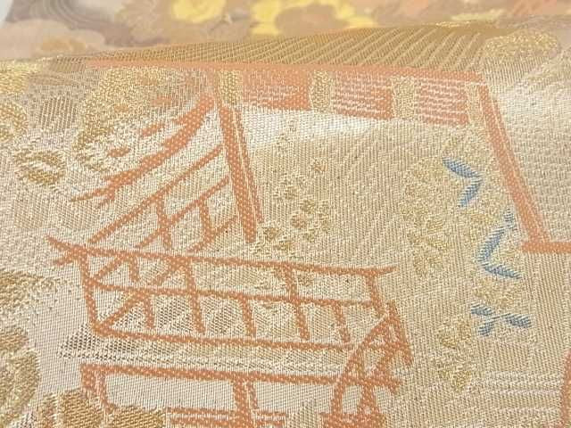 平和屋着物■六通柄袋帯 飛鶴風景花文 金糸 逸品 ma2387