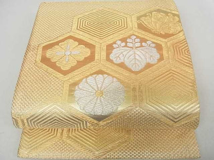 平和屋着物■六通柄袋帯 亀甲菊桐花蝶文 金銀糸 逸品 ma2391