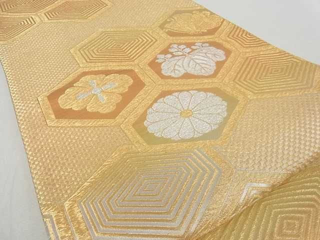 平和屋着物■六通柄袋帯 亀甲菊桐花蝶文 金銀糸 逸品 ma2391