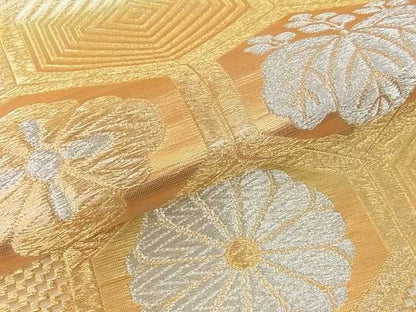 平和屋着物■六通柄袋帯 亀甲菊桐花蝶文 金銀糸 逸品 ma2391