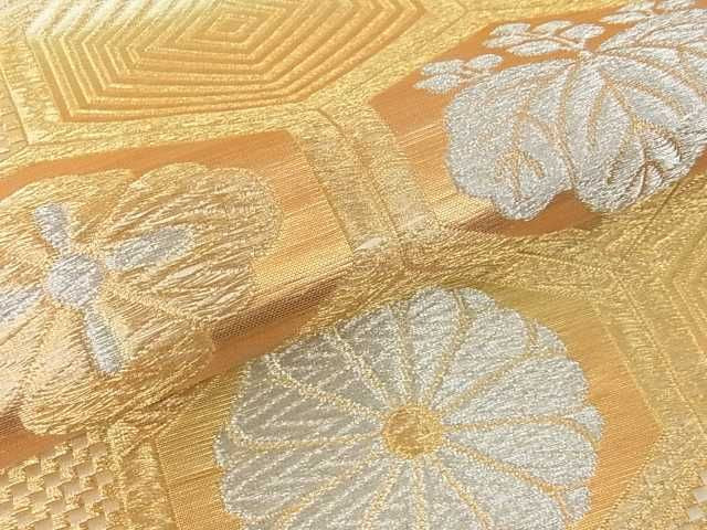 平和屋着物■六通柄袋帯 亀甲菊桐花蝶文 金銀糸 逸品 ma2391