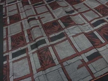 平和屋着物■上質な紬　変わり格子笹文　逸品　ma2455