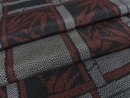 平和屋着物■上質な紬　変わり格子笹文　逸品　ma2455