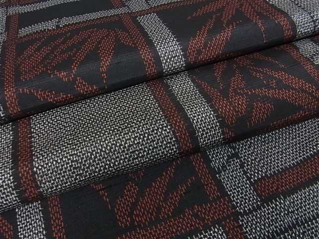 平和屋着物■上質な紬　変わり格子笹文　逸品　ma2455