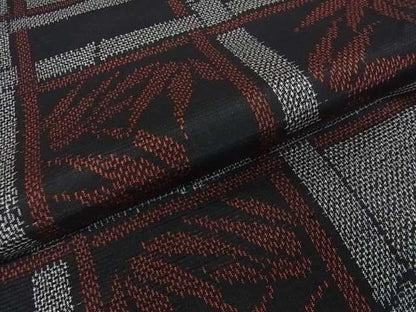 平和屋着物■上質な紬　変わり格子笹文　逸品　ma2455