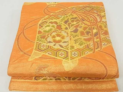 平和屋着物■佐賀錦 六通柄袋帯 花文箱 金糸 逸品 ma2571