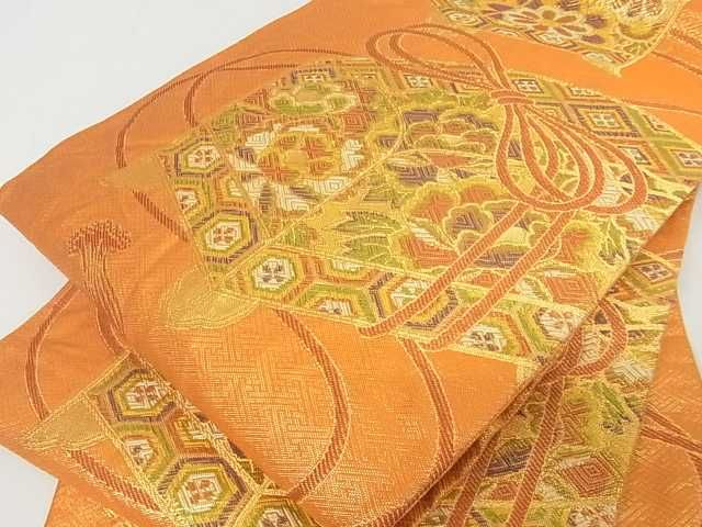 平和屋着物■佐賀錦 六通柄袋帯 花文箱 金糸 逸品 ma2571