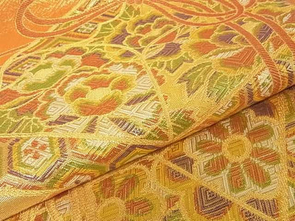 平和屋着物■佐賀錦 六通柄袋帯 花文箱 金糸 逸品 ma2571