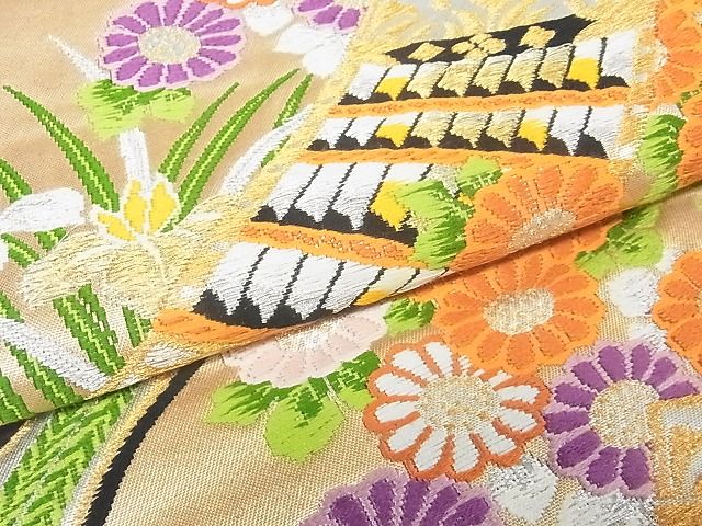 312y7◆束ね熨斗 袋帯 宝尽くし 金糸 六通◆美品 成人式 結婚式 312y7◇束ね熨斗 袋帯 宝尽くし 金糸 六通◇美品 成人式 結婚式