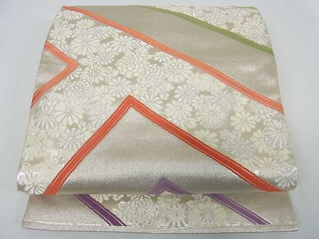 平和屋着物■六通柄袋帯 花尽くし 銀糸 逸品 ma3264