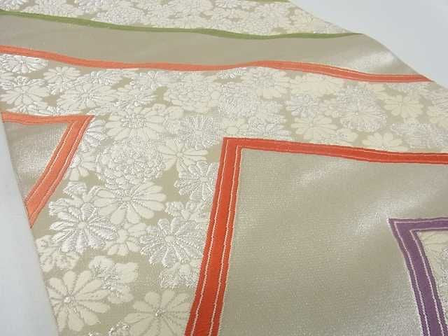 平和屋着物■六通柄袋帯 花尽くし 銀糸 逸品 ma3264