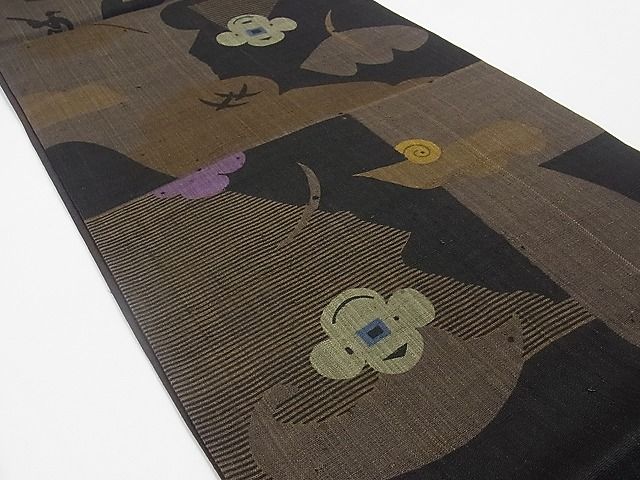 平和屋本店■極上　Maru　Factory　丸山正　全通柄袋帯　紬地　幾何学人物文　正絹　逸品　未使用　KAAA10599kk4 - 平和屋