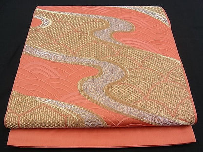 平和屋着物■六通柄袋帯 流水吉祥文 金銀糸 逸品 n-my0181