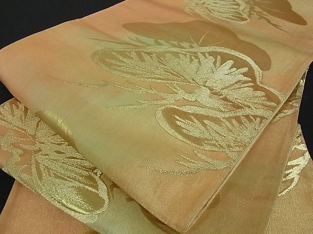 平和屋着物■六通柄袋帯 松 金糸 逸品 mz0114