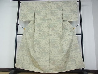 平和屋着物■上質な紬 風景草花文 逸品 mz0752