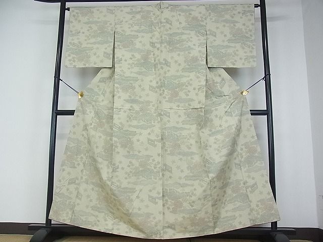 平和屋着物■上質な紬 風景草花文 逸品 mz0752