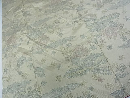 平和屋着物■上質な紬 風景草花文 逸品 mz0752