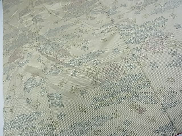 平和屋着物■上質な紬 風景草花文 逸品 mz0752