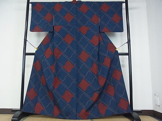 平和屋着物■上質な紬 瓦文 逸品 mz0756