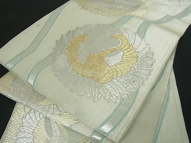 平和屋着物■六通柄袋帯 立涌飛鶴文 金銀糸 逸品 mz0841