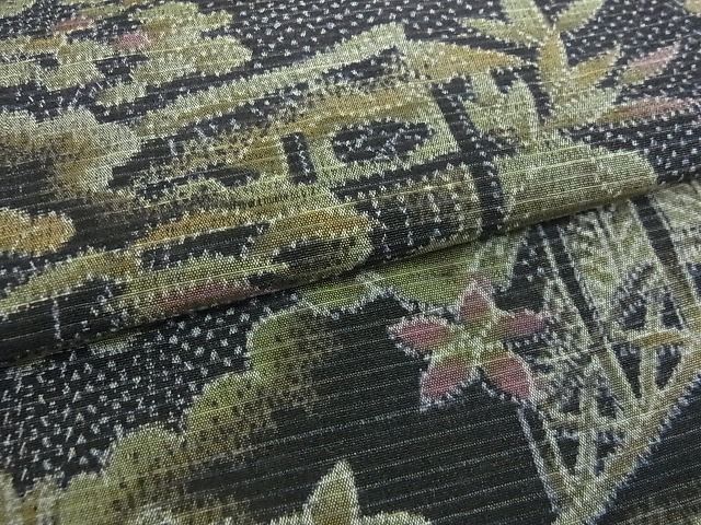 平和屋着物■上質な紬　風景草花文　逸品　mz0892