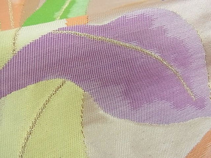 平和屋着物■六通柄袋帯 枝葉文 金糸 逸品 mz1090