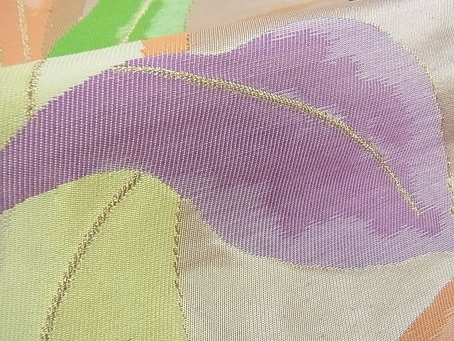 平和屋着物■六通柄袋帯 枝葉文 金糸 逸品 mz1090
