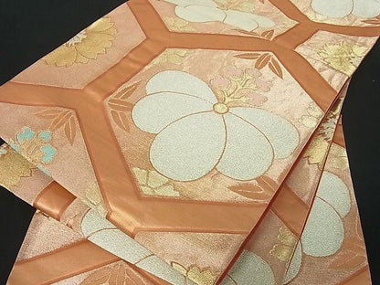 平和屋着物■六通柄袋帯 亀甲花文 金糸 逸品 mz1140