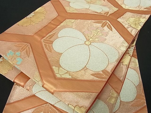 平和屋着物■六通柄袋帯 亀甲花文 金糸 逸品 mz1140