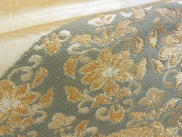 平和屋着物■六通柄袋帯 流水吉祥花文 金糸 逸品 mz1320