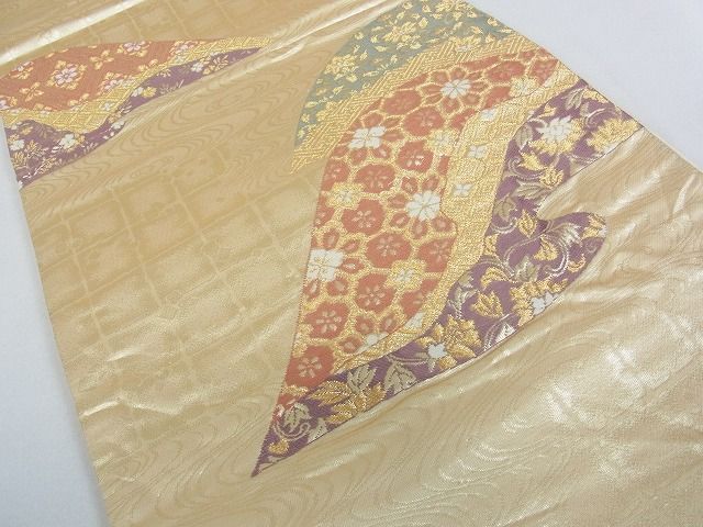 平和屋着物■六通柄袋帯 流水吉祥花文 金糸 逸品 mz1320
