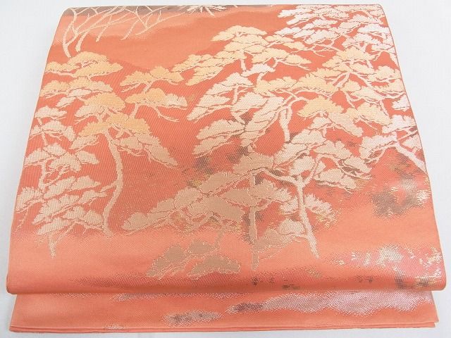 平和屋着物■六通柄 本袋帯 風景松文 金糸 逸品 mz1338