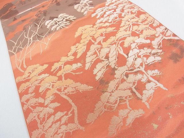 平和屋着物■六通柄 本袋帯 風景松文 金糸 逸品 mz1338