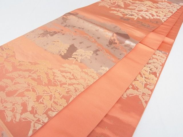 平和屋着物■六通柄 本袋帯 風景松文 金糸 逸品 mz1338