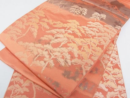 平和屋着物■六通柄 本袋帯 風景松文 金糸 逸品 mz1338