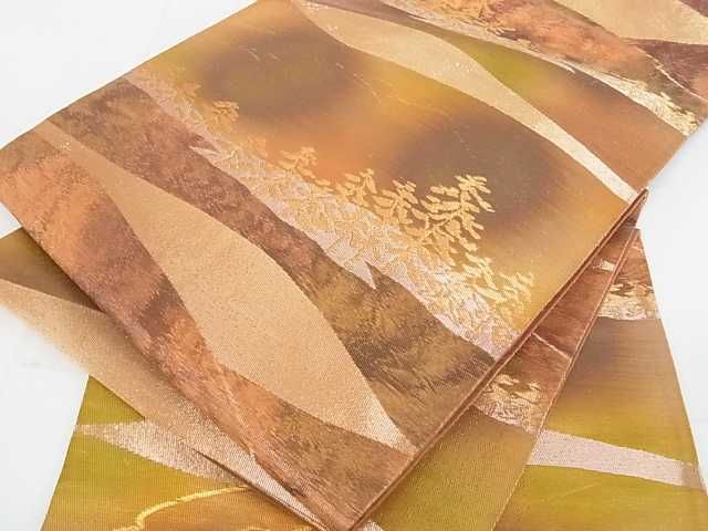 平和屋着物■六通柄袋帯 風景文 金銀糸 逸品 mz1455