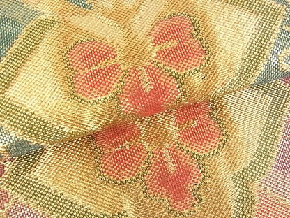 平和屋着物■佐賀錦 六通柄袋帯 花唐草菱文 金糸 逸品 mz1464