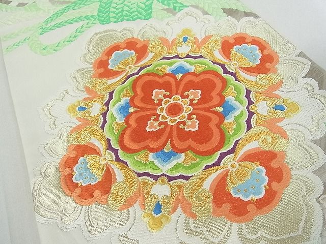 平和屋着物■六通柄袋帯　唐織　正倉院結び花文　金銀糸　逸品　mz1485