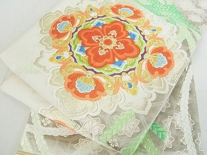 平和屋着物■六通柄袋帯　唐織　正倉院結び花文　金銀糸　逸品　mz1485