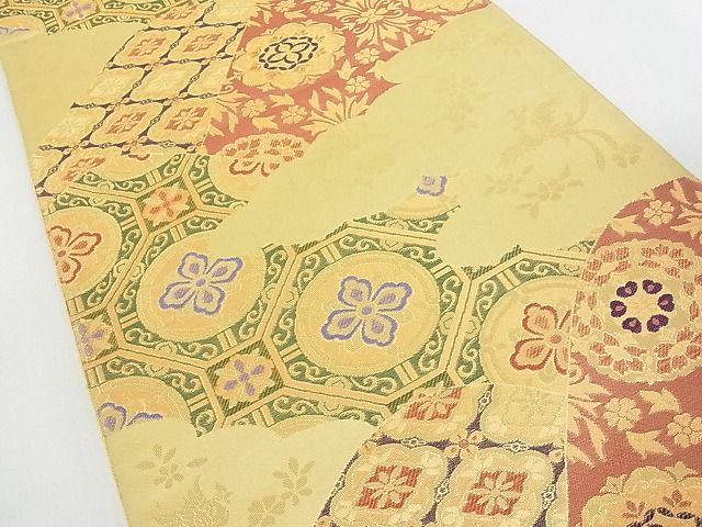 平和屋着物■六通柄袋帯 雲取り吉祥花文 金糸 mz1507