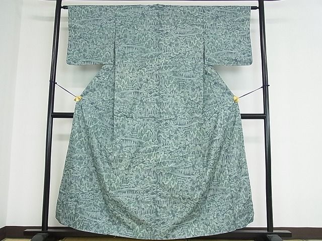 平和屋着物■上質な紬　風景文　逸品　mz1603