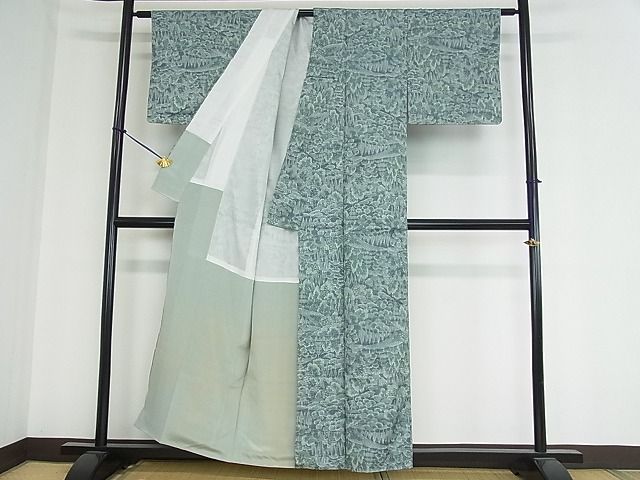 平和屋着物■上質な紬　風景文　逸品　mz1603